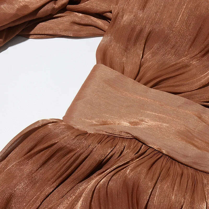 KIMLUD, Fashionable Slim Fit Batwing Sleeve Dress Summer New Design Cross-Border Long Skirt with Belt Stylish Dress for Women, KIMLUD Womens Clothes