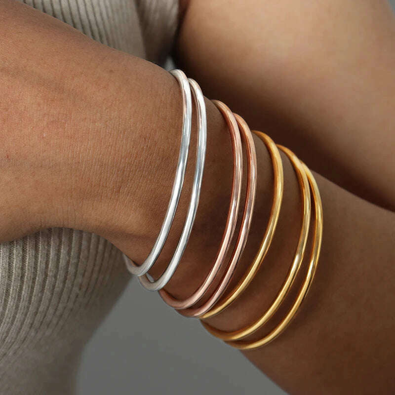 Fashionable Stainless Steel Bracelet For Women Round Minimalist Elegant Gold Color Bracelet Women's Accessories Popular Jewelry - KIMLUD