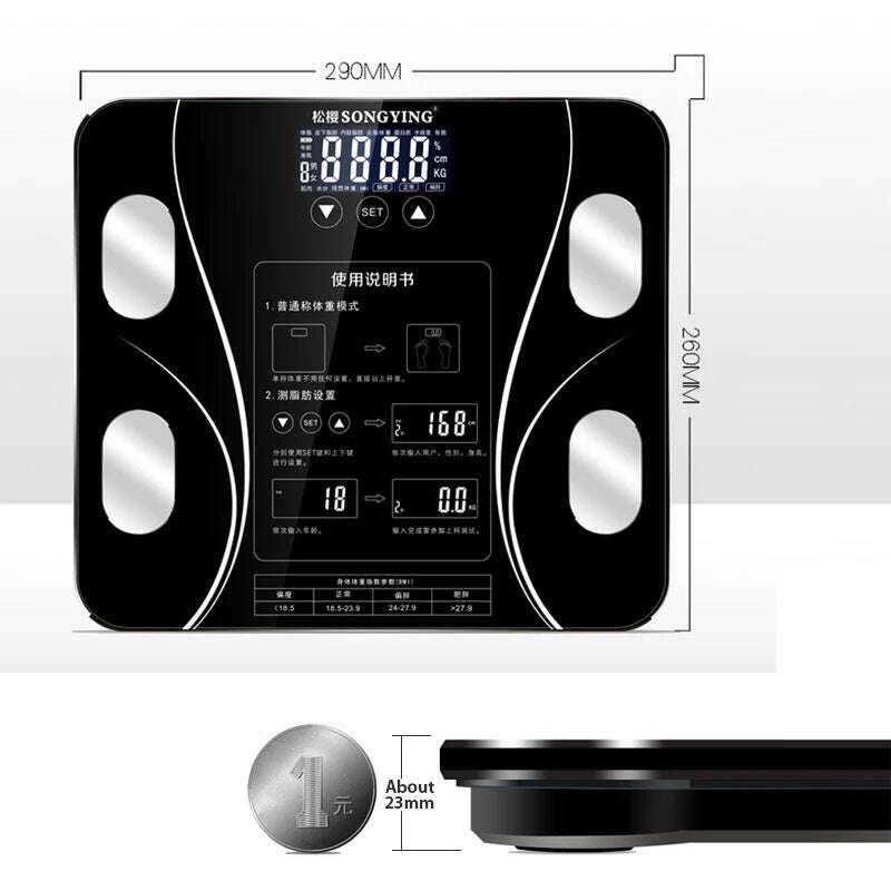Fat bmi Scale Digital Human Weight Mi Scales Bluetooth-compatible Floor lcd display Body Index Electronic Smart Weighing Scales - KIMLUD