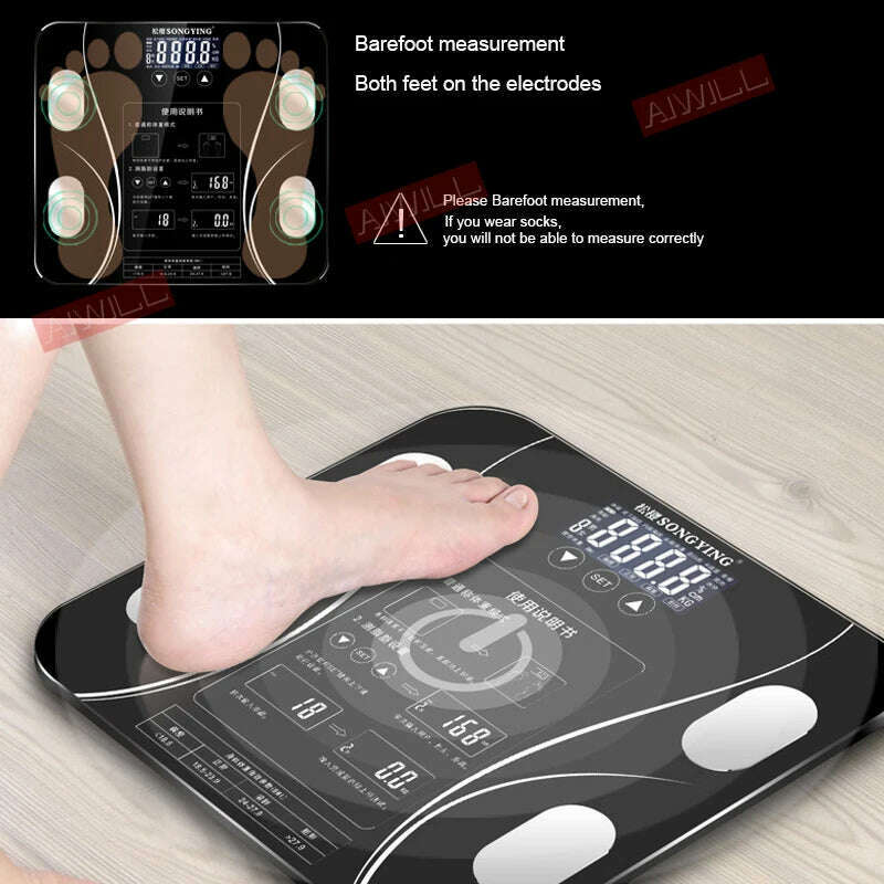 Fat bmi Scale Digital Human Weight Mi Scales Bluetooth-compatible Floor lcd display Body Index Electronic Smart Weighing Scales - KIMLUD