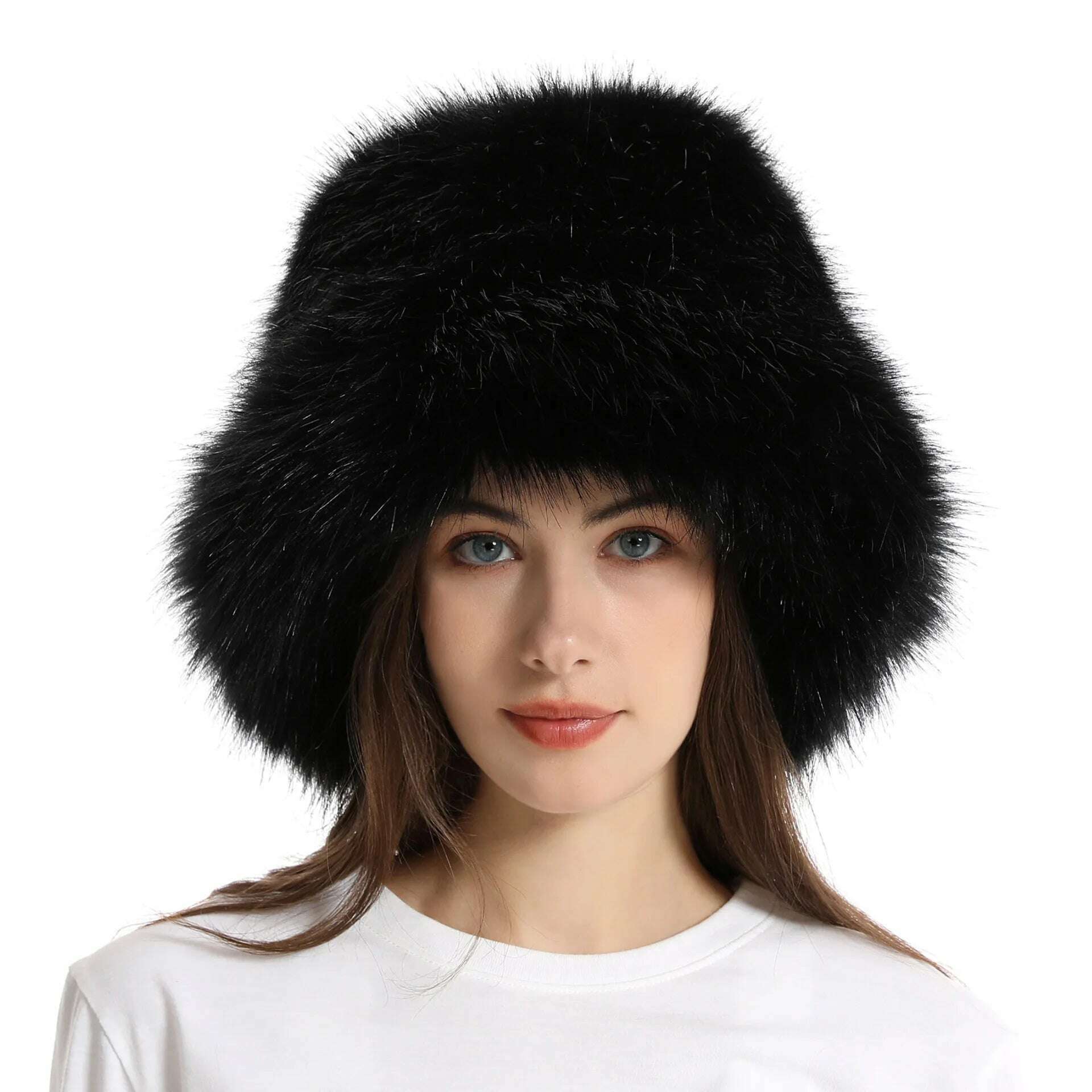 Faux Fur Hat Women's Elegant Autumn and Winter Fur Fisherman Hat 2022 New Color Korean Senior Warm Bucket Hat - KIMLUD