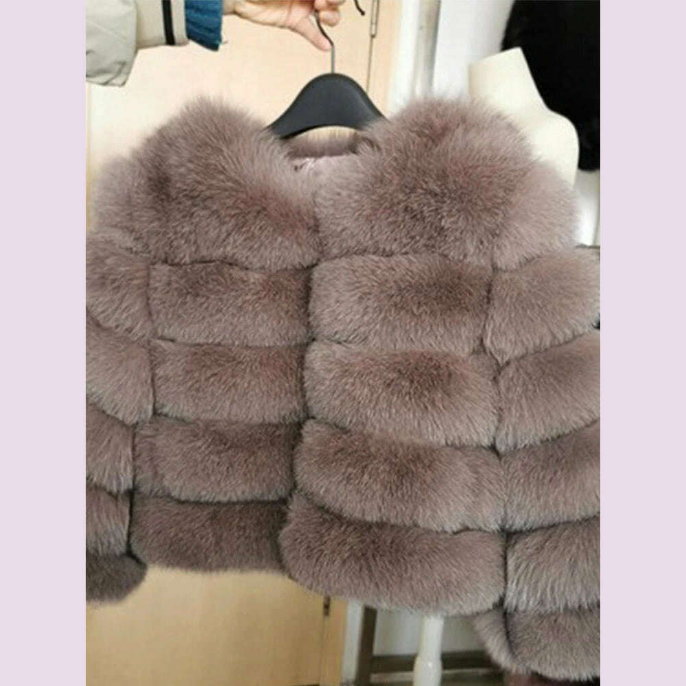 KIMLUD, Faux Fur Short Coat Women Cropped Long Sleeve Artificial Fox Fur Jacket Women Winter Fluffy Top Thick Warm Furry Fur Outwears, KIMLUD Womens Clothes