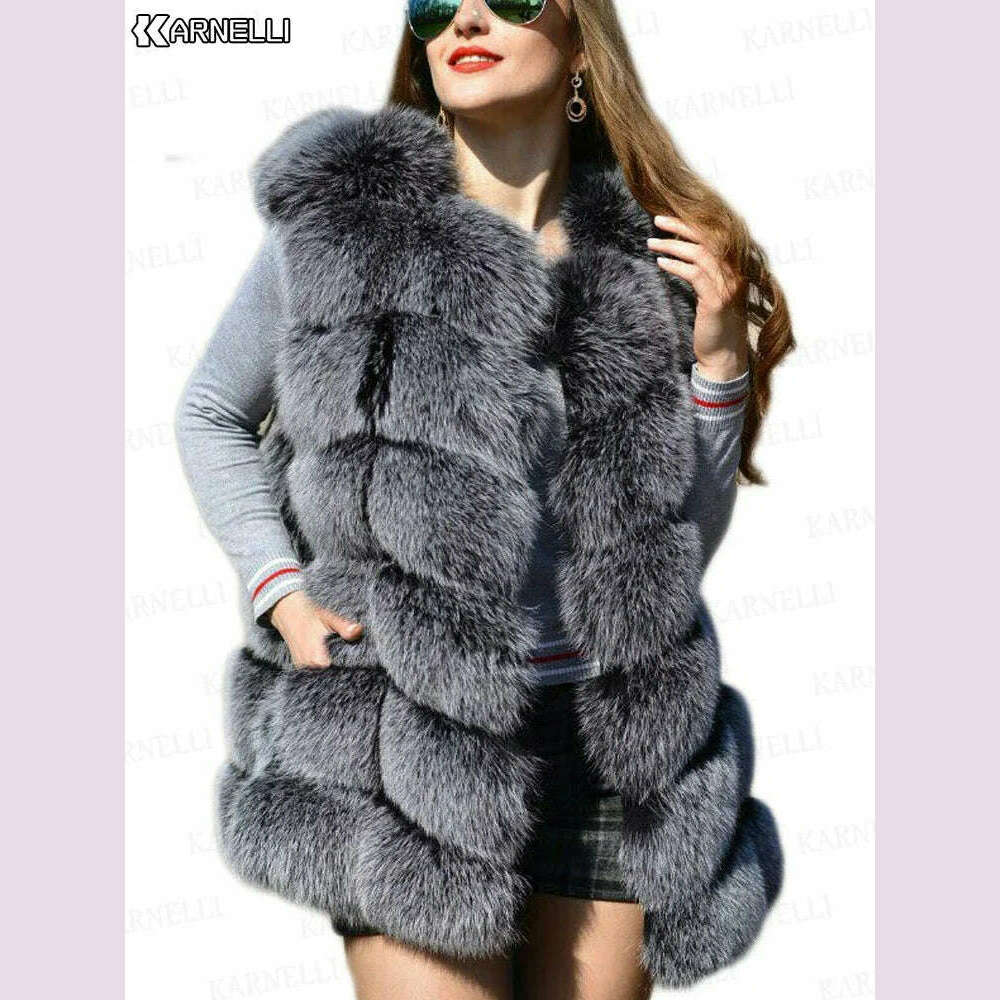 KIMLUD, Faux fur vest 2025 women's jacket spliced fox fur slim vest vest, KIMLUD Womens Clothes