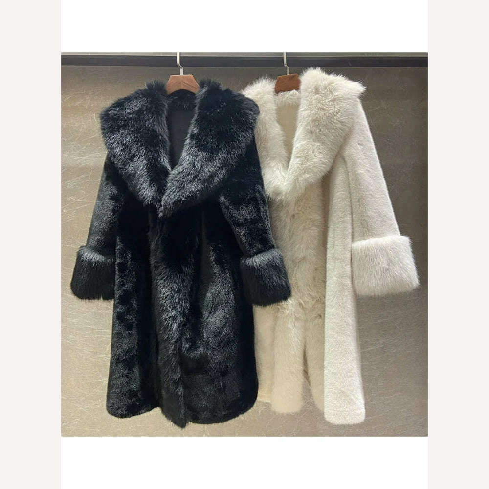 KIMLUD, Faux Mink Fur Coat 2024 Winter New Fashion Thick Warmth Fur Coat, KIMLUD Womens Clothes