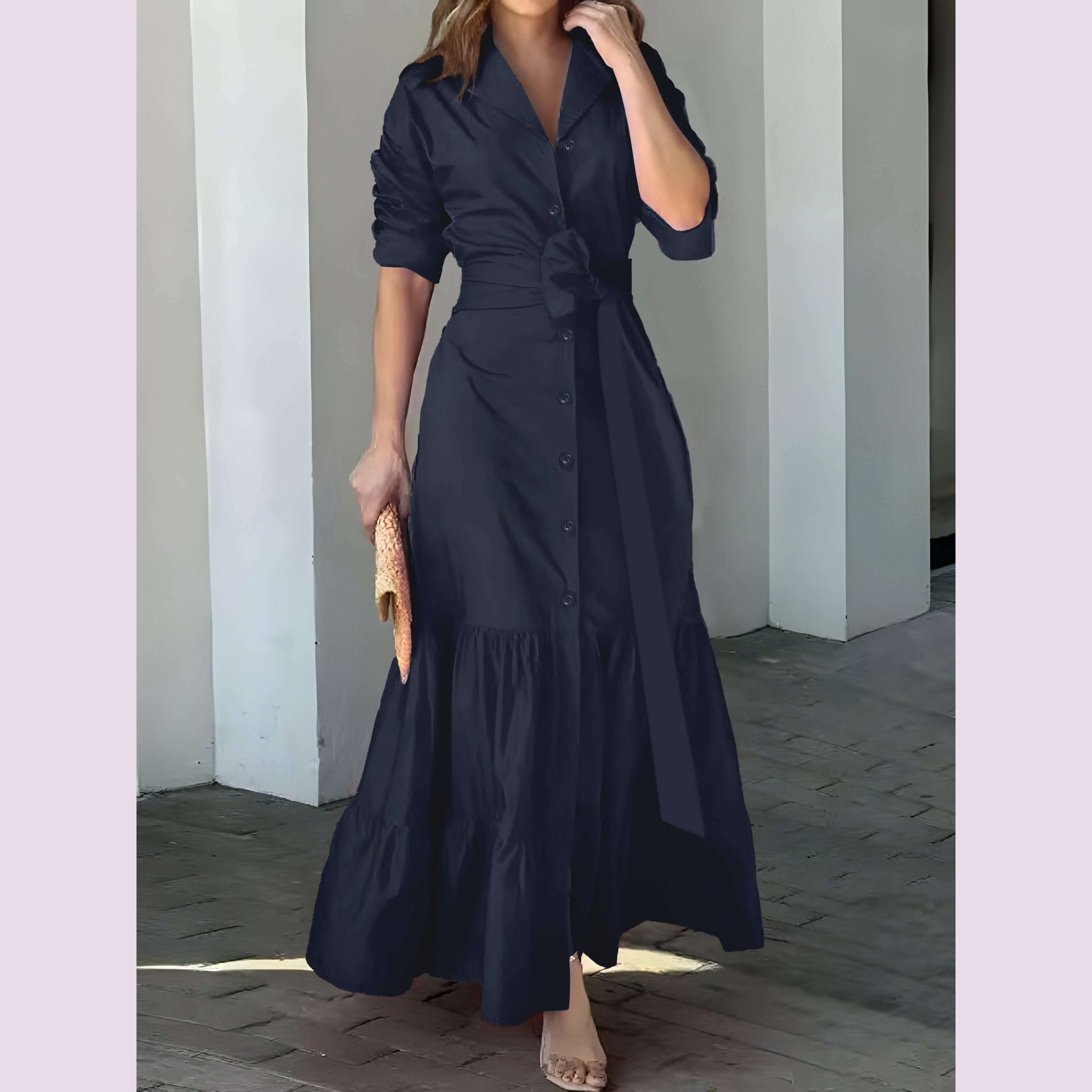 stunning-ruffled-maxi-dress---solid-button-front-belted-waist-elegant-ruched-sleeve-flowy-design-womens-clothing-for-special-occasionskimlud-womens-fashion-34625578