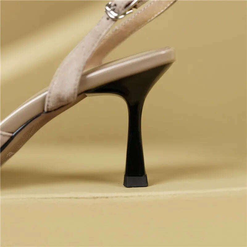 KIMLUD, FEDONAS Women Sandals Mixed Colors Kid Suede Leather Thin Heels Pointed Toe Pumps Shoes Woman Wedding Party Prom Fashion Elegant, KIMLUD Womens Clothes