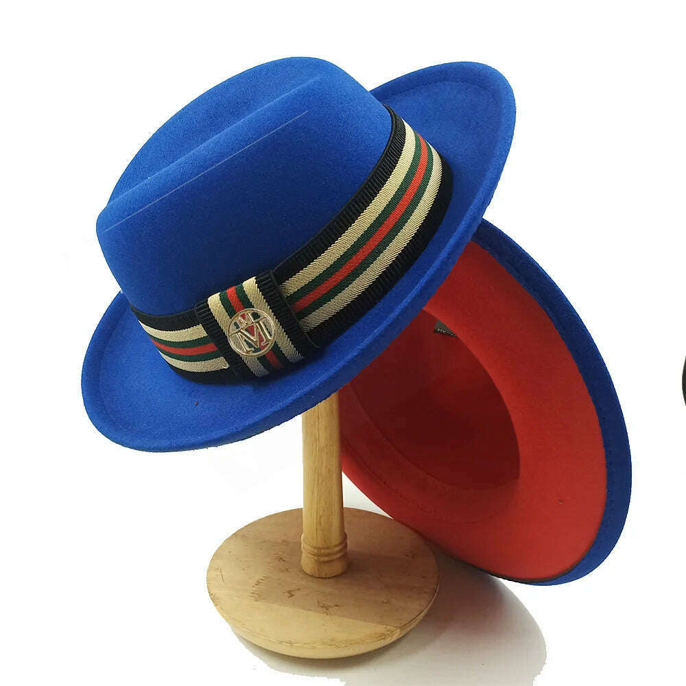 KIMLUD, Fedoras Hat For Men Jazz Hats Women's Hat Double-sided Color Cap Feather Accessories Cowboy Hat With Upturned Brim Wholesale, 23 / China / 56-58cm, KIMLUD APPAREL - Womens Clothes