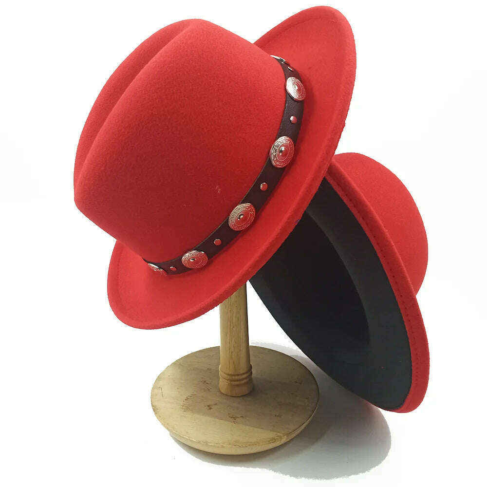 KIMLUD, Fedoras Hat For Men Jazz Hats Women's Hat Double-sided Color Cap Feather Accessories Cowboy Hat With Upturned Brim Wholesale, 44 / China / 56-58cm, KIMLUD APPAREL - Womens Clothes