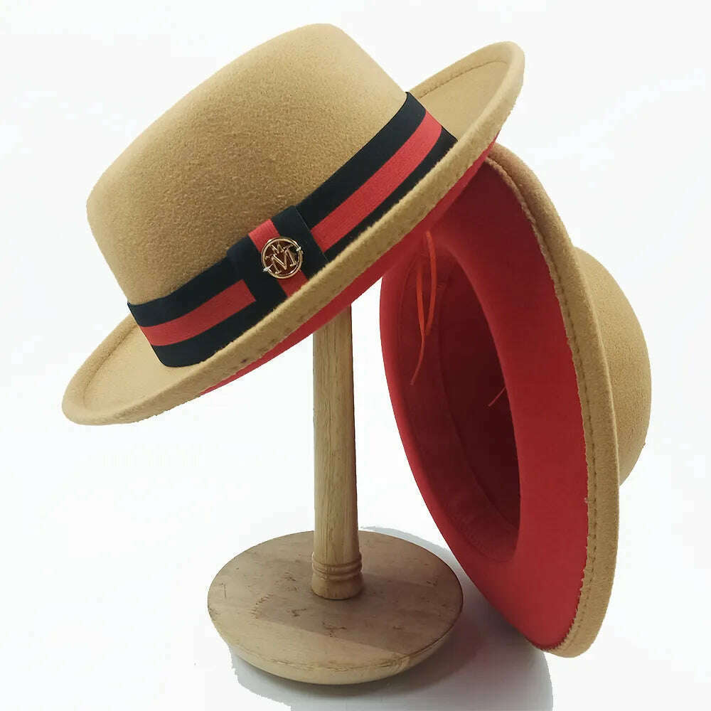 KIMLUD, Fedoras Hat For Men Jazz Hats Women's Hat Double-sided Color Cap Feather Accessories Cowboy Hat With Upturned Brim Wholesale, 49 / China / 56-58cm, KIMLUD APPAREL - Womens Clothes