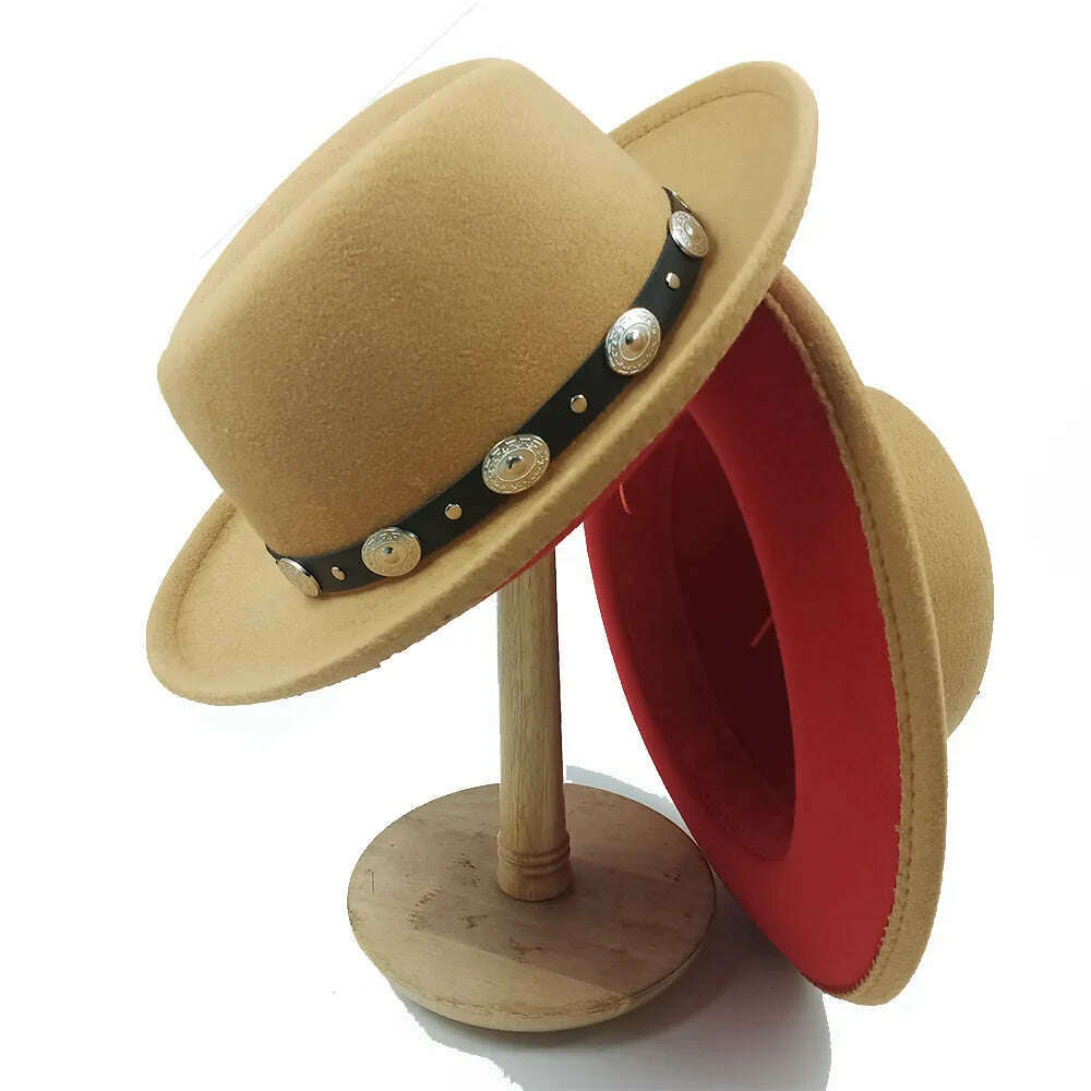 KIMLUD, Fedoras Hat For Men Jazz Hats Women's Hat Double-sided Color Cap Feather Accessories Cowboy Hat With Upturned Brim Wholesale, 39 / China / 56-58cm, KIMLUD APPAREL - Womens Clothes