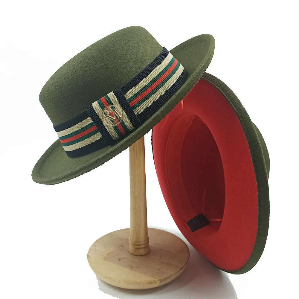 KIMLUD, Fedoras Hat For Men Jazz Hats Women's Hat Double-sided Color Cap Feather Accessories Cowboy Hat With Upturned Brim Wholesale, 15 / China / 56-58cm, KIMLUD APPAREL - Womens Clothes