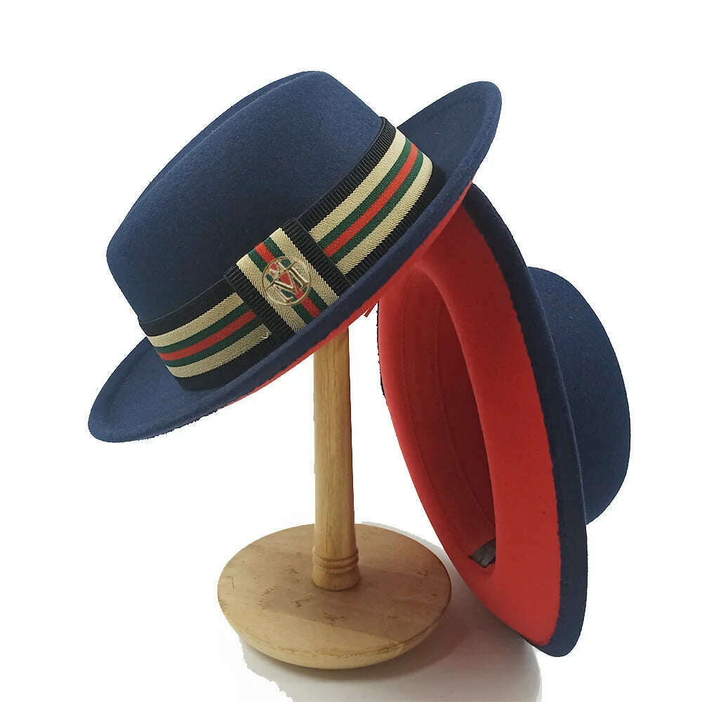 KIMLUD, Fedoras Hat For Men Jazz Hats Women's Hat Double-sided Color Cap Feather Accessories Cowboy Hat With Upturned Brim Wholesale, 19 / China / 56-58cm, KIMLUD APPAREL - Womens Clothes