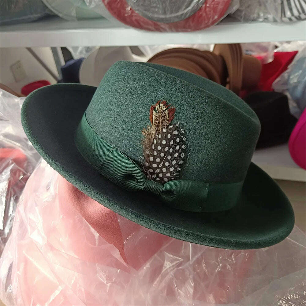 KIMLUD, Fedoras Hat For Men Jazz Hats Women's Hat Double-sided Color Cap Feather Accessories Cowboy Hat With Upturned Brim Wholesale, 27 / China / 56-58cm, KIMLUD APPAREL - Womens Clothes