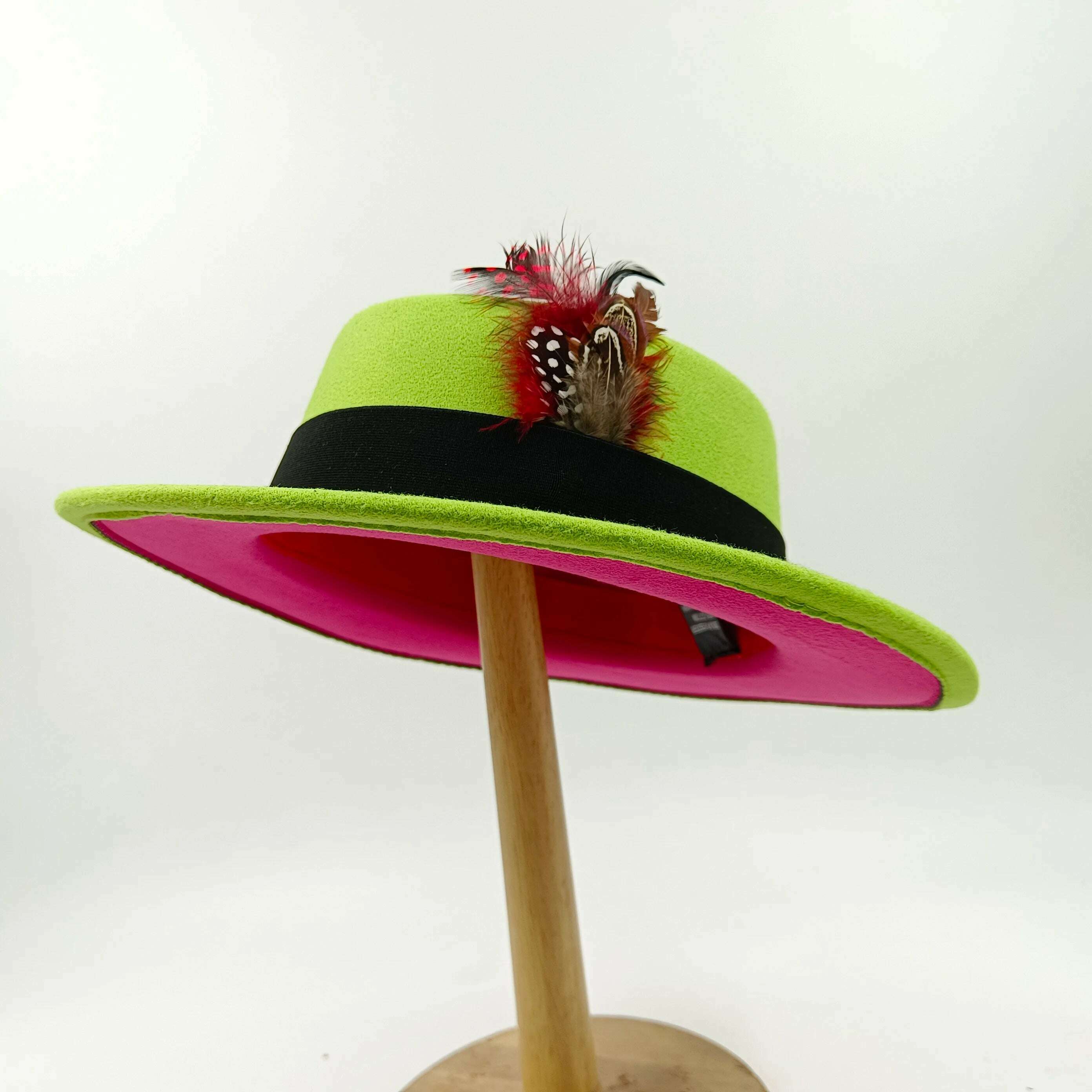 KIMLUD, Fedoras Hat For Men Jazz Hats Women's Hat Double-sided Color Cap Feather Accessories Cowboy Hat With Upturned Brim Wholesale, 48 1 / China / 56-58cm, KIMLUD APPAREL - Womens Clothes