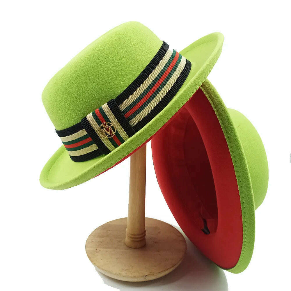 KIMLUD, Fedoras Hat For Men Jazz Hats Women's Hat Double-sided Color Cap Feather Accessories Cowboy Hat With Upturned Brim Wholesale, 13 / China / 56-58cm, KIMLUD APPAREL - Womens Clothes