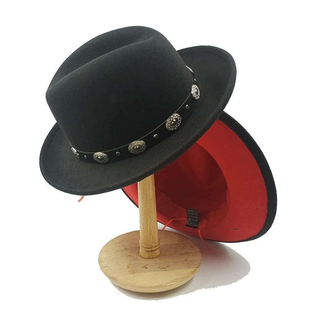 KIMLUD, Fedoras Hat For Men Jazz Hats Women's Hat Double-sided Color Cap Feather Accessories Cowboy Hat With Upturned Brim Wholesale, 34 / China / 56-58cm, KIMLUD APPAREL - Womens Clothes