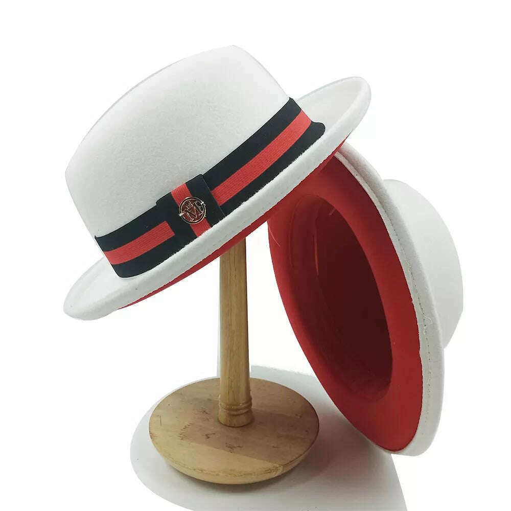KIMLUD, Fedoras Hat For Men Jazz Hats Women's Hat Double-sided Color Cap Feather Accessories Cowboy Hat With Upturned Brim Wholesale, 47 / China / 56-58cm, KIMLUD APPAREL - Womens Clothes