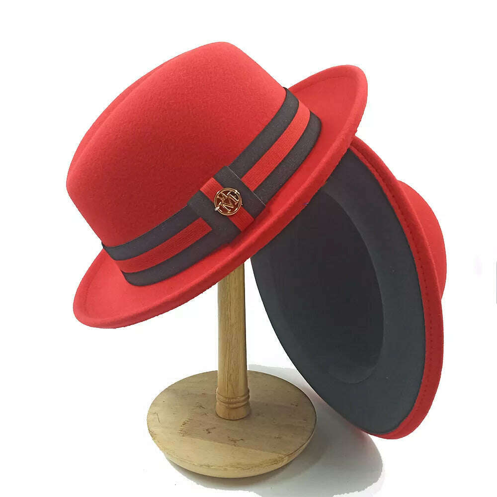 KIMLUD, Fedoras Hat For Men Jazz Hats Women's Hat Double-sided Color Cap Feather Accessories Cowboy Hat With Upturned Brim Wholesale, 50 / China / 56-58cm, KIMLUD APPAREL - Womens Clothes