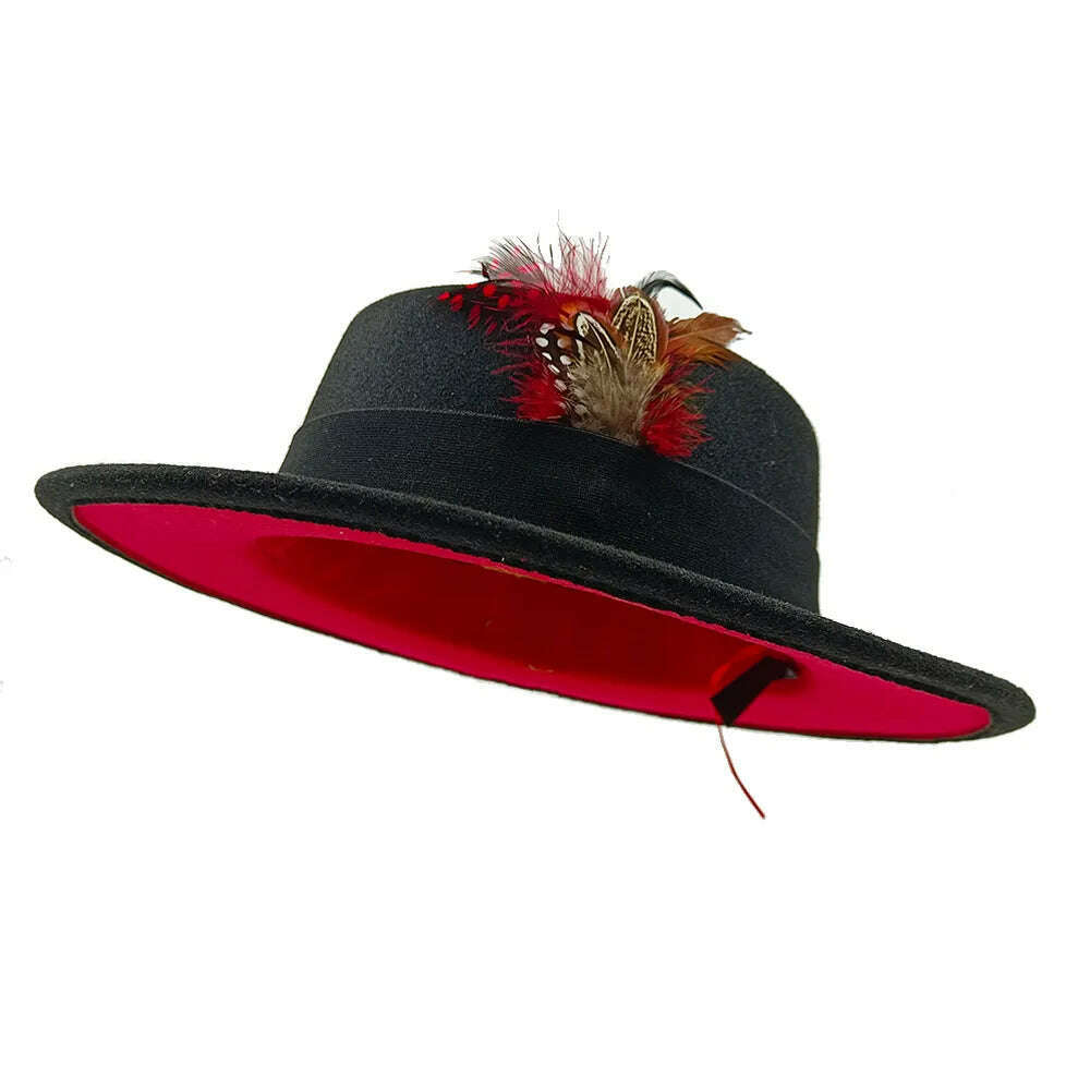 KIMLUD, Fedoras Hat For Men Jazz Hats Women's Hat Double-sided Color Cap Feather Accessories Cowboy Hat With Upturned Brim Wholesale, 45 1 / China / 56-58cm, KIMLUD APPAREL - Womens Clothes