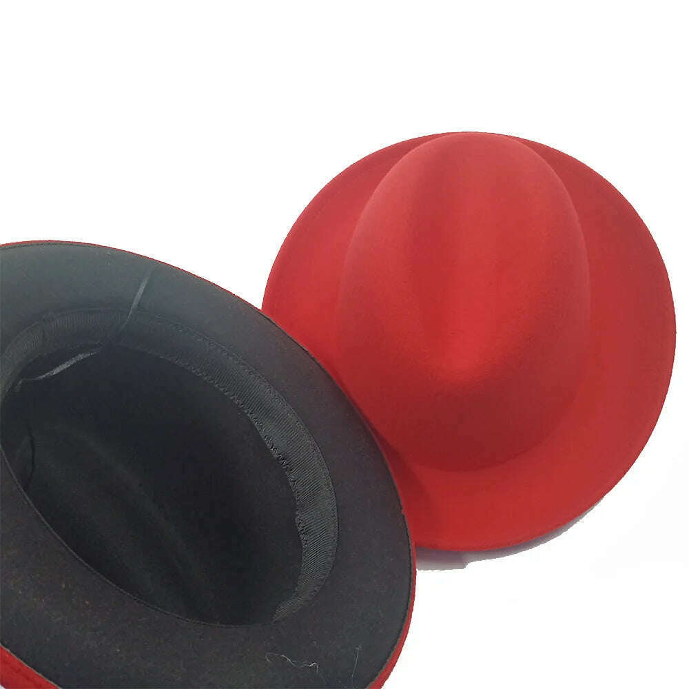 KIMLUD, Fedoras Hat For Men Jazz Hats Women's Hat Double-sided Color Cap Feather Accessories Cowboy Hat With Upturned Brim Wholesale, KIMLUD Womens Clothes