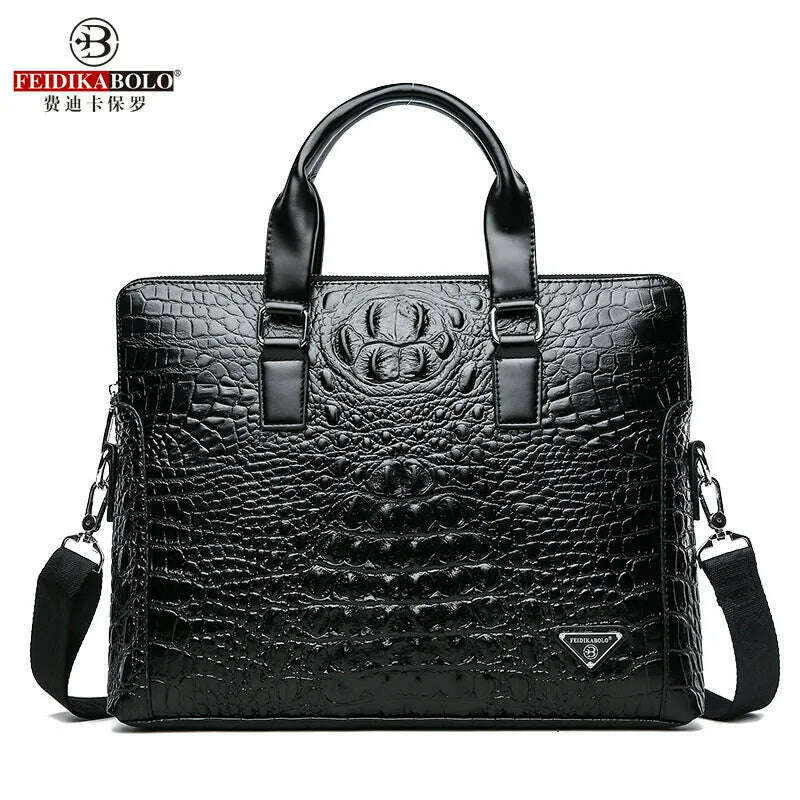 KIMLUD, FEIDIKABOLO Crocodile Men's Briefcase Luxury Black Men Handbags Messenger Bags PU Leather Man Bags Business Casual Shoulder Bag, Style One, KIMLUD APPAREL - Womens Clothes