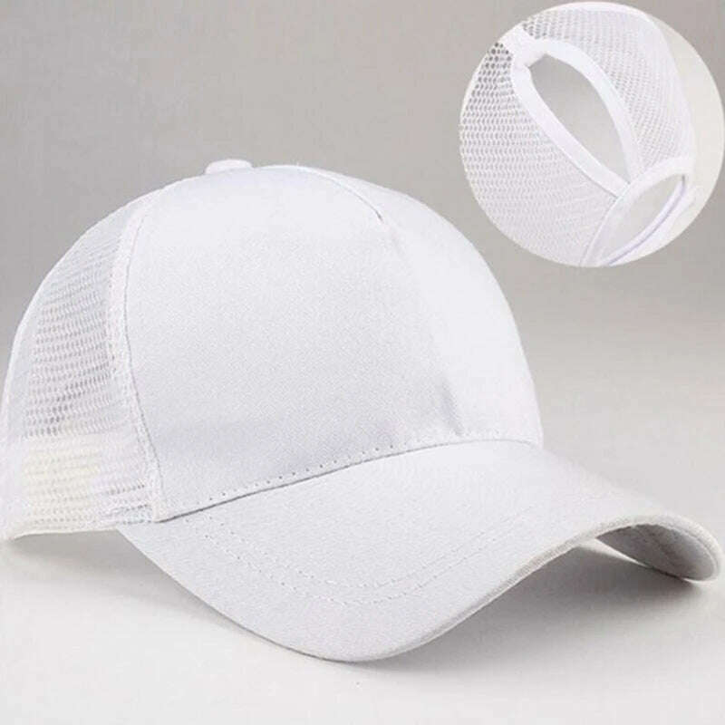 KIMLUD, Female Adjustable Hip Hop Hats 2020 Ponytail Baseball Cap Women Snapback Hat Mesh Caps Summer Breathable Mesh Sun Hat For Ladies, white / One Size, KIMLUD APPAREL - Womens Clothes