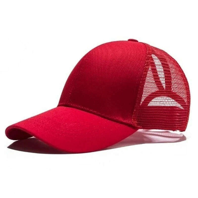 KIMLUD, Female Adjustable Hip Hop Hats 2020 Ponytail Baseball Cap Women Snapback Hat Mesh Caps Summer Breathable Mesh Sun Hat For Ladies, red / One Size, KIMLUD APPAREL - Womens Clothes
