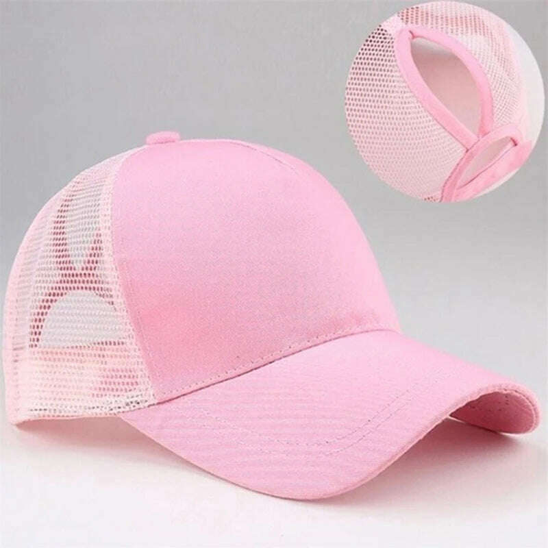 KIMLUD, Female Adjustable Hip Hop Hats 2020 Ponytail Baseball Cap Women Snapback Hat Mesh Caps Summer Breathable Mesh Sun Hat For Ladies, pink / One Size, KIMLUD APPAREL - Womens Clothes