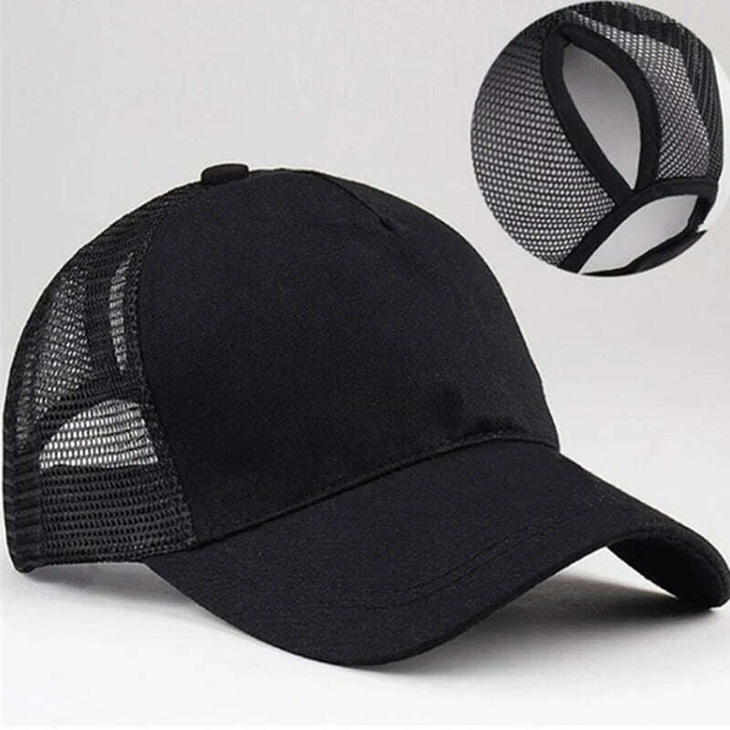 KIMLUD, Female Adjustable Hip Hop Hats 2020 Ponytail Baseball Cap Women Snapback Hat Mesh Caps Summer Breathable Mesh Sun Hat For Ladies, black / One Size, KIMLUD APPAREL - Womens Clothes