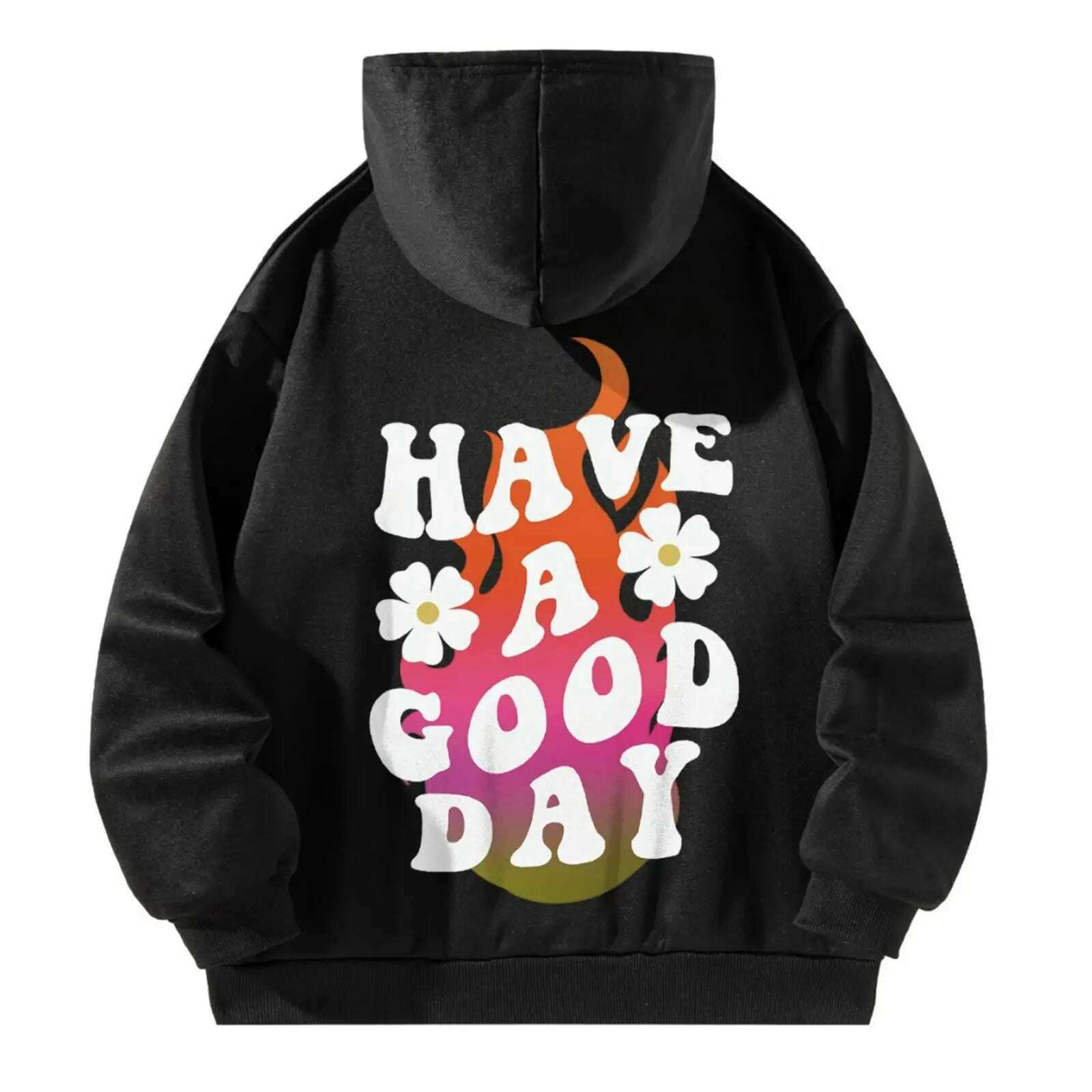 KIMLUD, Female Causal Hoodies Letter Print Design on Back for Outdoor Work Indoor Women Clothes Female Pullover Hoodies, Black / M, KIMLUD Womens Clothes