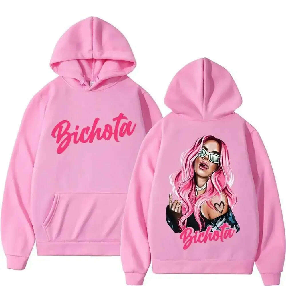 KIMLUD, Female Singer Karol G Hoodies Manana Sera Bonito Printing Hoodie Bichota Multi-colors Sweatshirts Y2k Fleece Hoody for Men Women, Pink4 / M, KIMLUD APPAREL - Womens Clothes