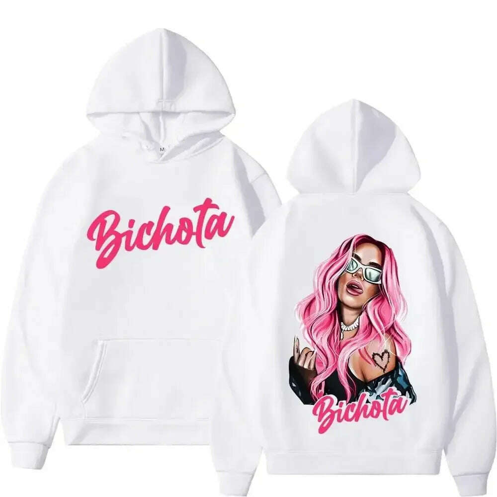 KIMLUD, Female Singer Karol G Hoodies Manana Sera Bonito Printing Hoodie Bichota Multi-colors Sweatshirts Y2k Fleece Hoody for Men Women, White4 / S, KIMLUD APPAREL - Womens Clothes