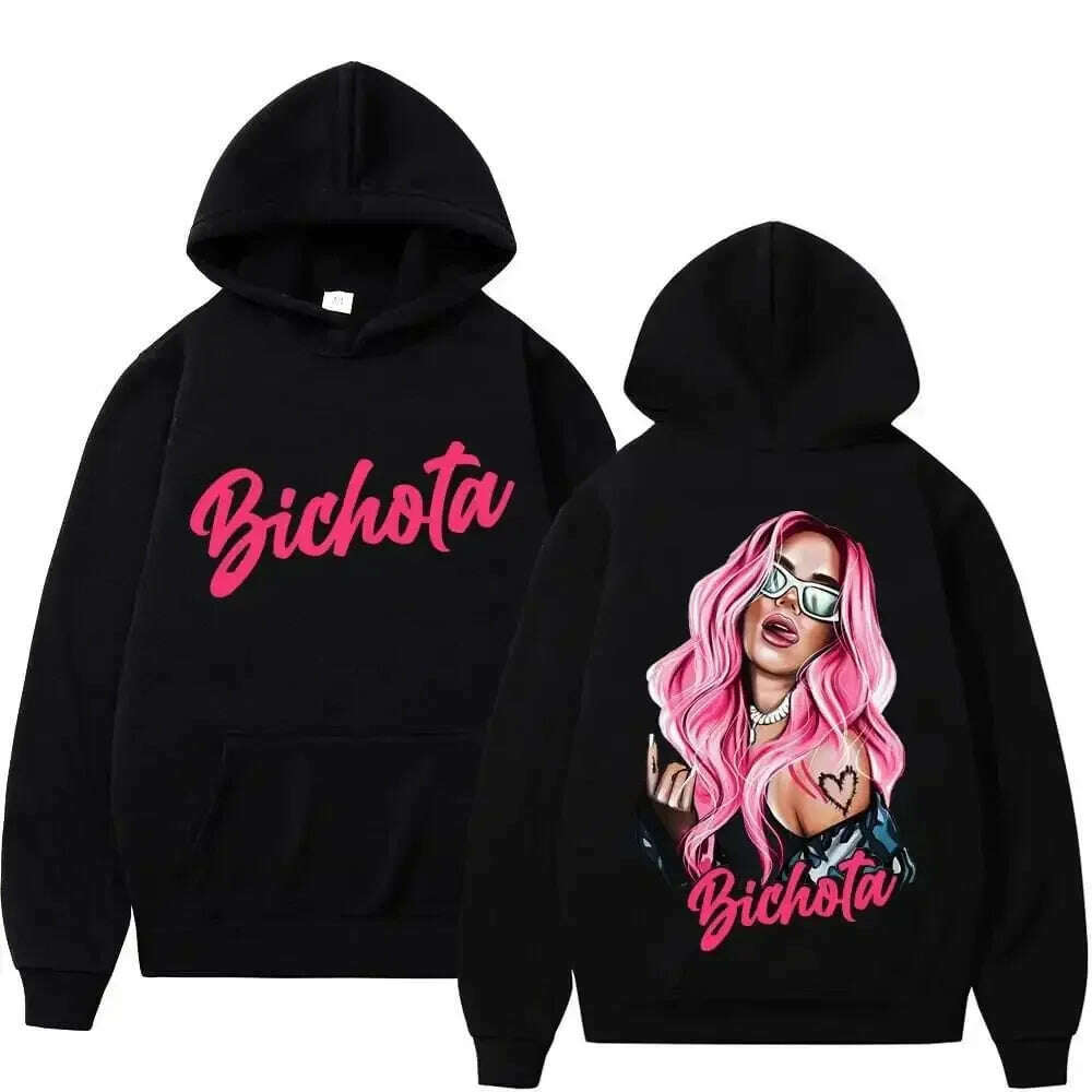 KIMLUD, Female Singer Karol G Hoodies Manana Sera Bonito Printing Hoodie Bichota Multi-colors Sweatshirts Y2k Fleece Hoody for Men Women, Black4 / M, KIMLUD APPAREL - Womens Clothes