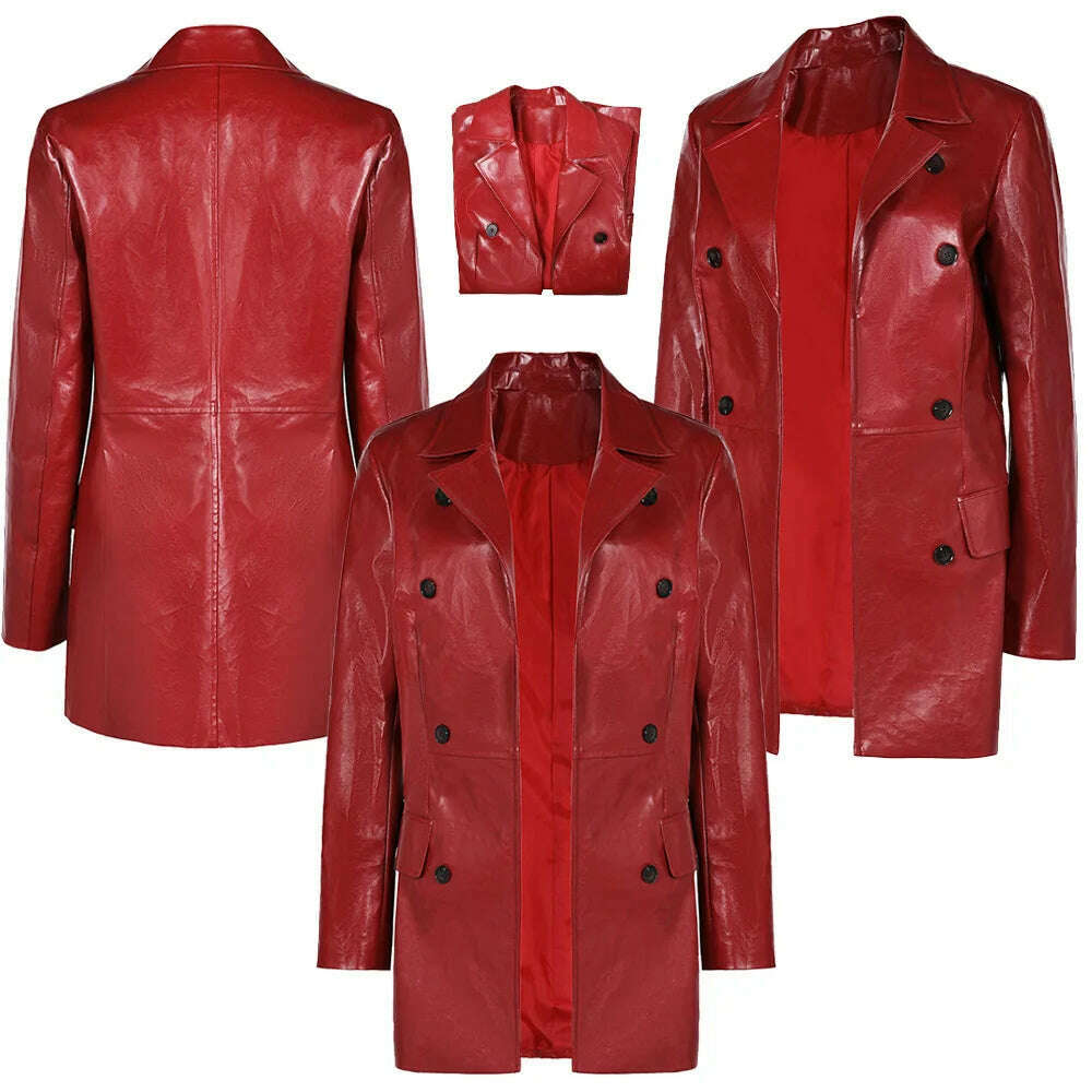 Female Web Cosplay Madame Jacket Costume Movie Role Play For Adult Women Outfit Fantasy Leather Coat Halloween Carnival Suit - KIMLUD