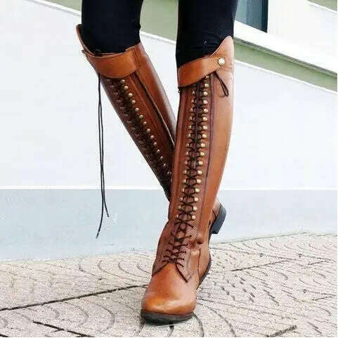 KIMLUD, FGHGF Autumn Winter Fashion Products With Zipper Square With Low High Knight Boots Personality Riding Boots 34 And 43 Female, KIMLUD Womens Clothes