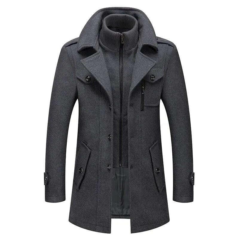 KIMLUD, FGKKS 2022 Men's Winter Wool Coat a Winter New Cashmere Plus Cotton Thickening Warm Coat High Quality Design Wool Coat Men, KIMLUD Womens Clothes