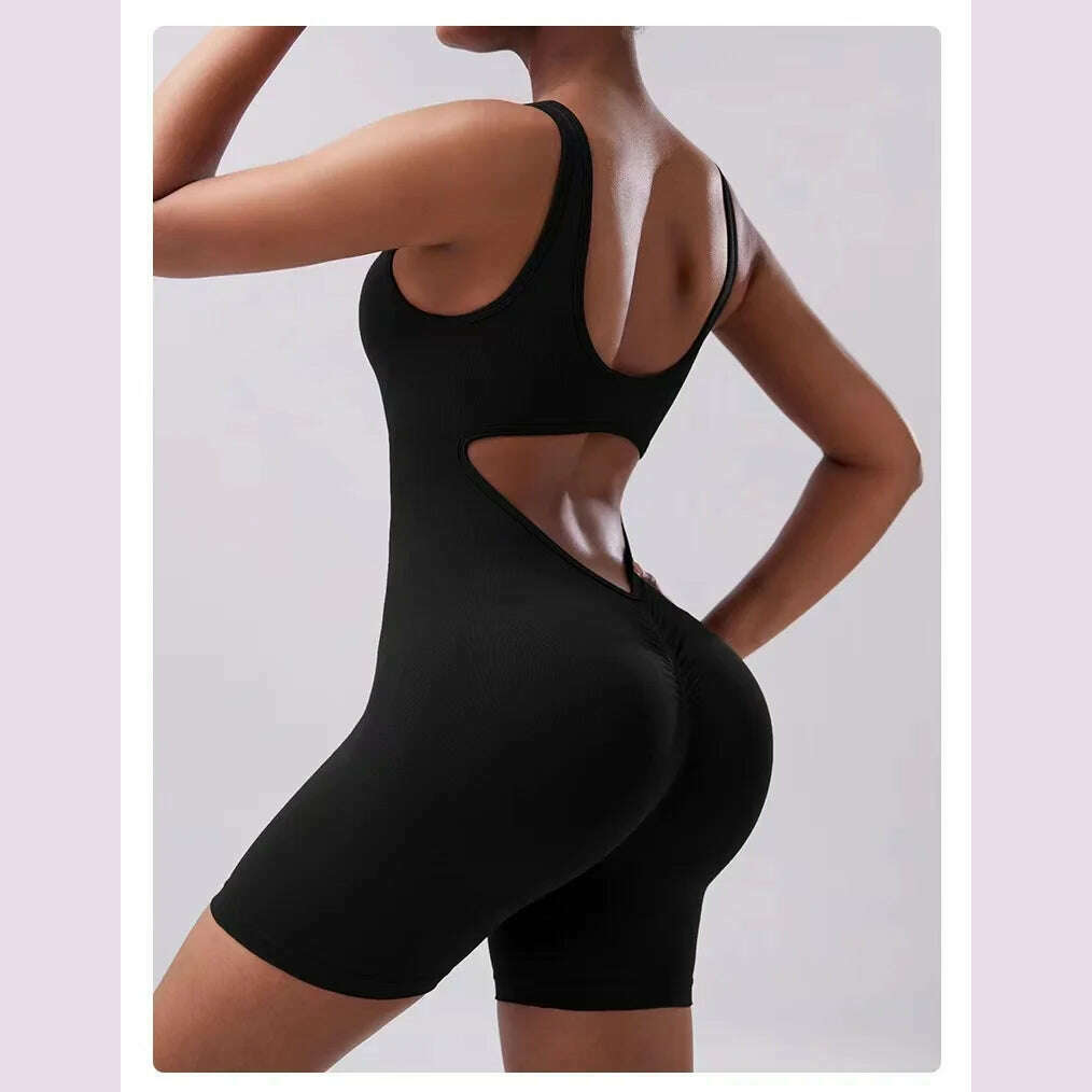 KIMLUD, Fitness Jumpsuit One Piece Quick Drying Backless Jumpsuit Hip Lifting Sexy Seamless Running Sports Yoga Suit Clothing, KIMLUD Womens Clothes