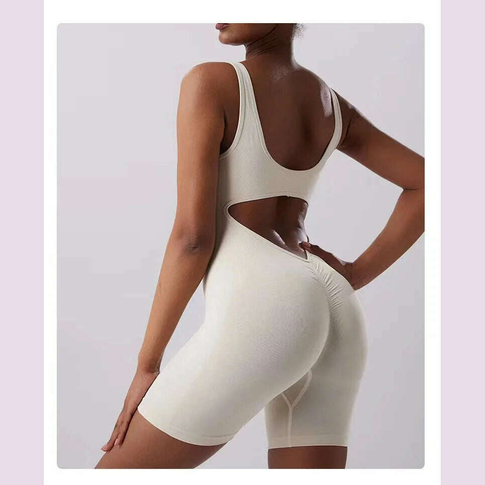 KIMLUD, Fitness Jumpsuit One Piece Quick Drying Backless Jumpsuit Hip Lifting Sexy Seamless Running Sports Yoga Suit Clothing, KIMLUD Womens Clothes