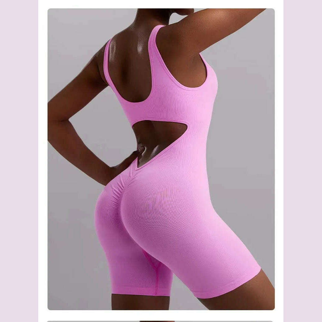 KIMLUD, Fitness Jumpsuit One Piece Quick Drying Backless Jumpsuit Hip Lifting Sexy Seamless Running Sports Yoga Suit Clothing, KIMLUD Womens Clothes