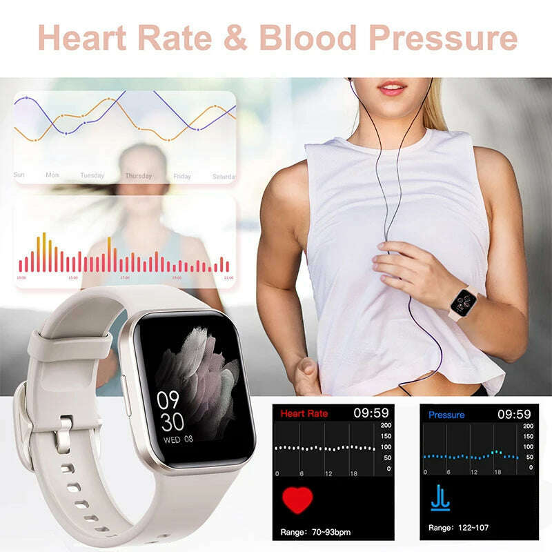 KIMLUD, Fitness Tracker Heart Rate Monitor Blood Pressure Smart Watch Pedometer Waterproof for Women Men Smartwatch for Android Ios, KIMLUD Womens Clothes
