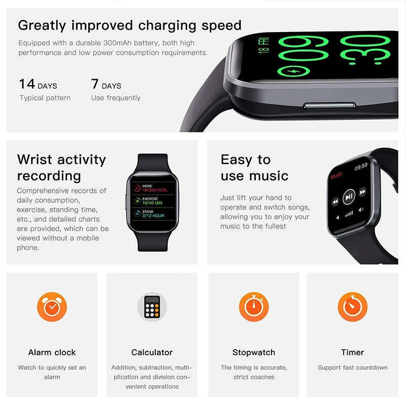 KIMLUD, Fitness Tracker Heart Rate Monitor Blood Pressure Smart Watch Pedometer Waterproof for Women Men Smartwatch for Android Ios, KIMLUD Womens Clothes