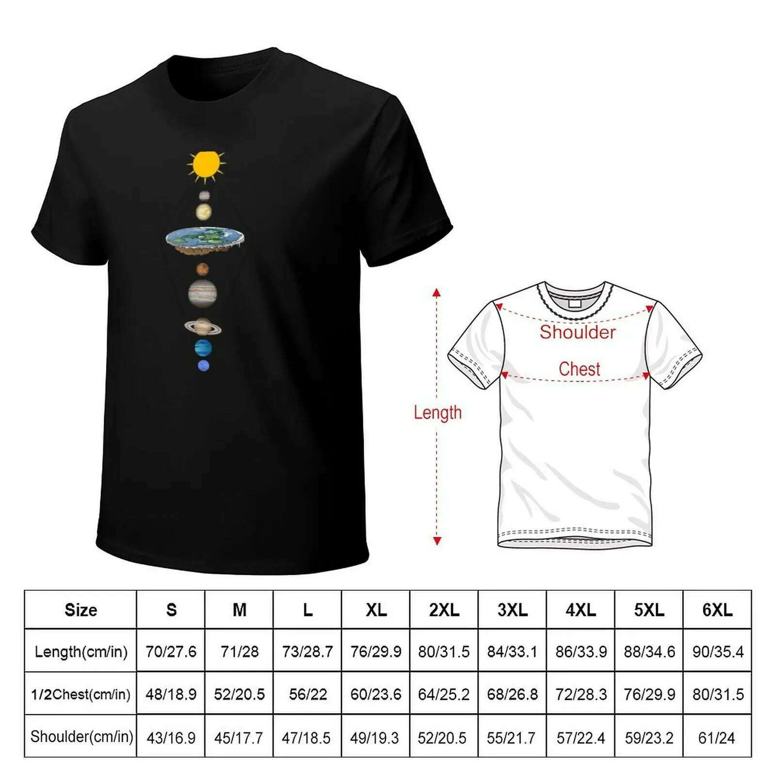 KIMLUD, Flat earth solar system T-Shirt summer top oversizeds mens tall t shirts, KIMLUD Womens Clothes