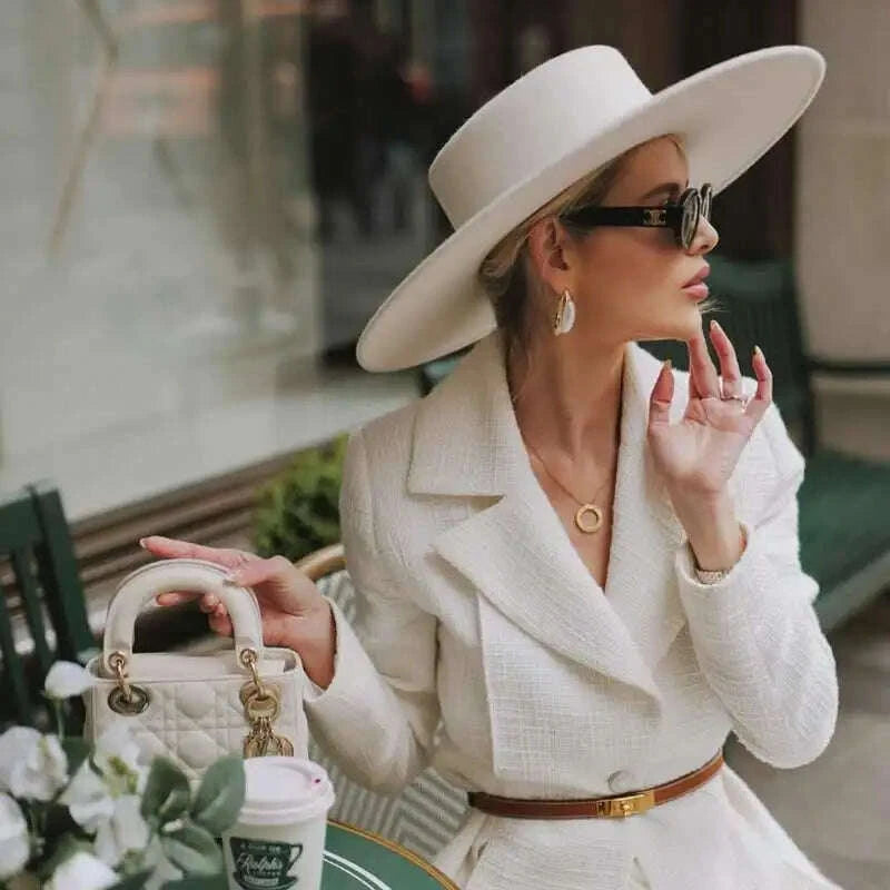 Flat top French fedora classic men's and women's jazz hat Panama hat church hat chapeau femme hats for woman