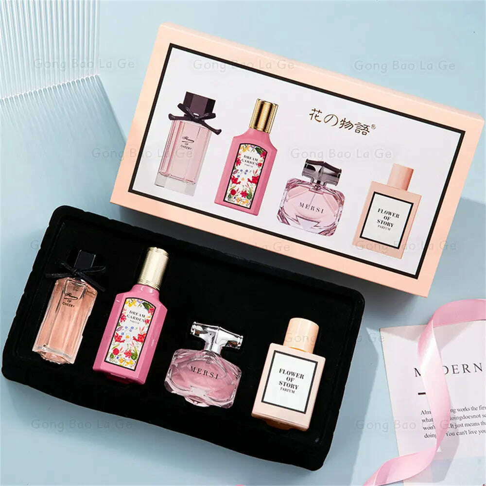 KIMLUD, Floral Scent Gift Box 110ml Four Piece Set духи Women Perfume Lasting Fragrance Floral Scent Pheromone Eau De Parfum Men Cologne, Scent Gift Box, KIMLUD APPAREL - Womens Clothes