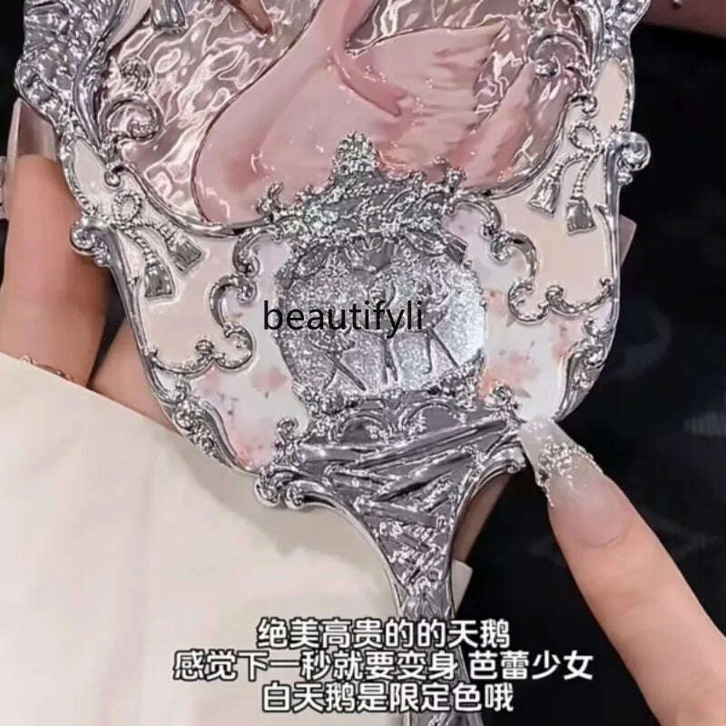 KIMLUD, Flower Know Swan Ballet Series Pillow Bag Barrettes Perfume Hand Mirror Storage Box Comb Storage Box, KIMLUD Womens Clothes