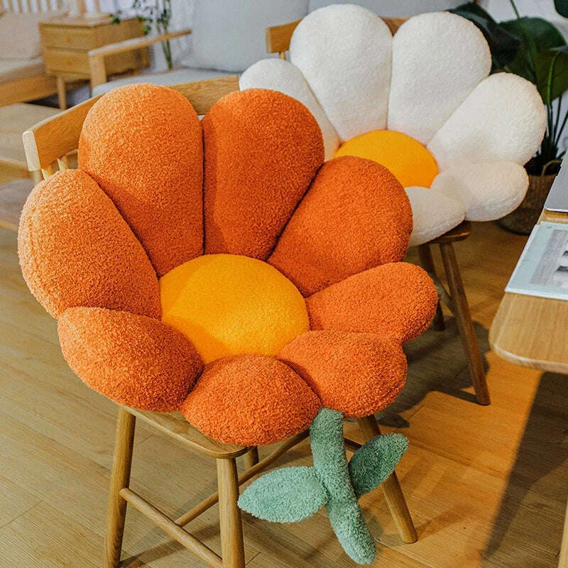 KIMLUD, Flower Pillow Office Chair Lumbar Back Cushion Cute Plush Sofa Throw Pillows Soft Elastic Decor Cushions Winter Oreiller Ins 쿠션, KIMLUD Womens Clothes