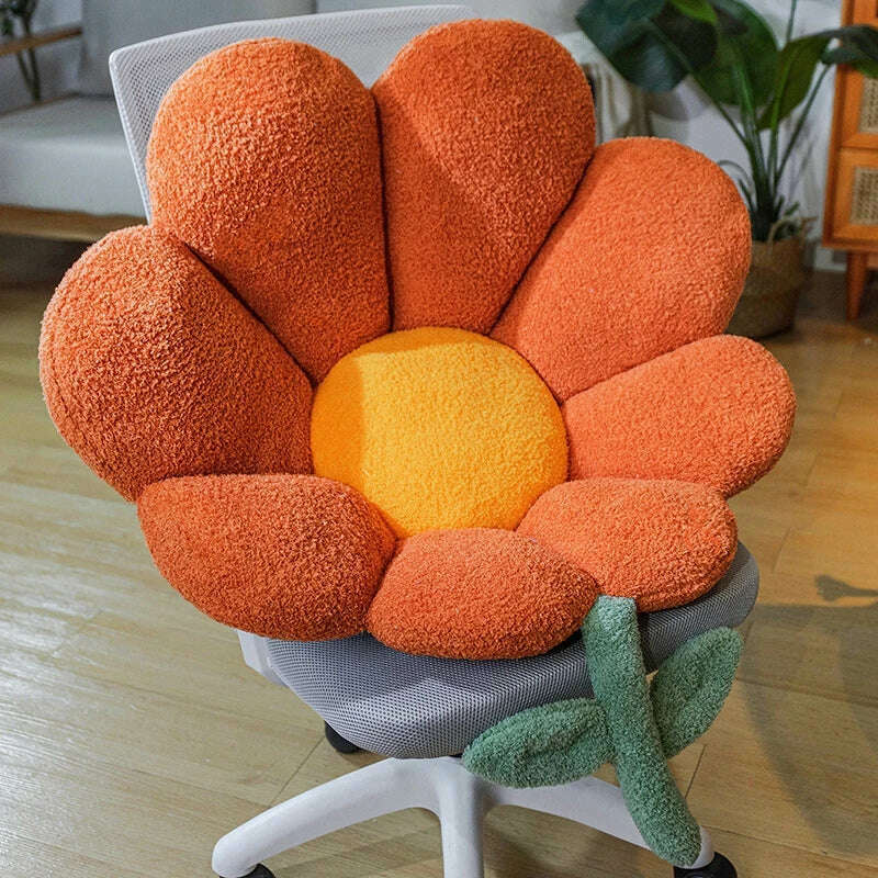 KIMLUD, Flower Pillow Office Chair Lumbar Back Cushion Cute Plush Sofa Throw Pillows Soft Elastic Decor Cushions Winter Oreiller Ins 쿠션, KIMLUD Womens Clothes