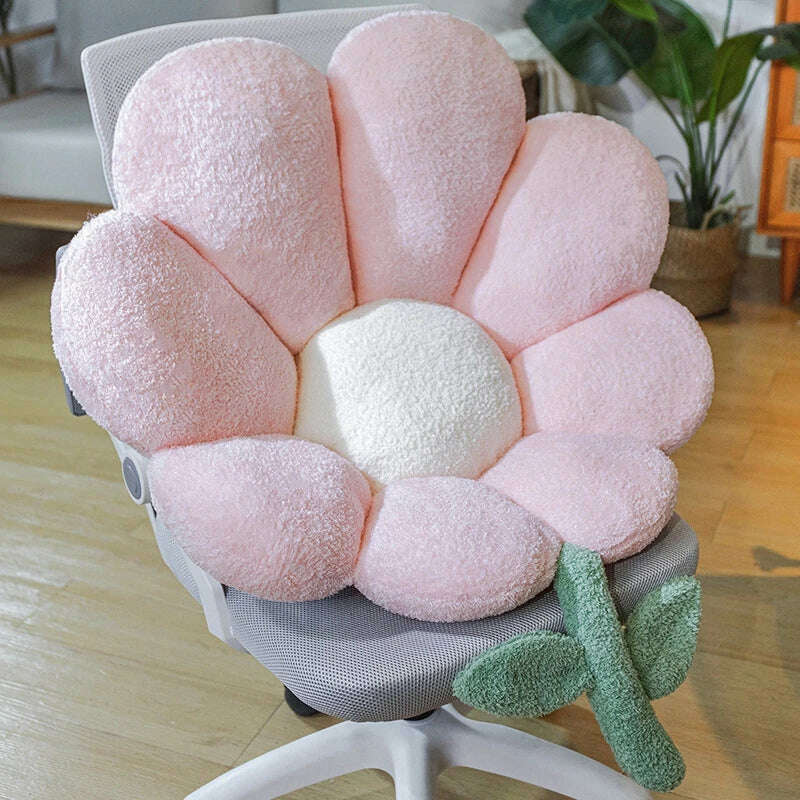 KIMLUD, Flower Pillow Office Chair Lumbar Back Cushion Cute Plush Sofa Throw Pillows Soft Elastic Decor Cushions Winter Oreiller Ins 쿠션, KIMLUD Womens Clothes
