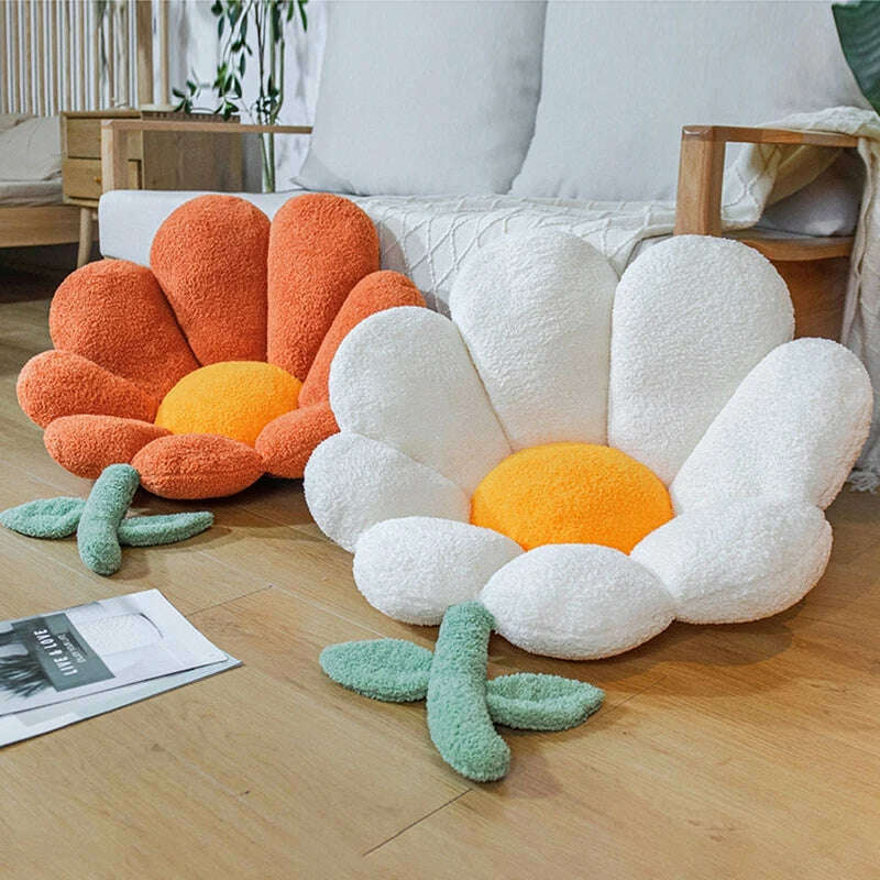 KIMLUD, Flower Pillow Office Chair Lumbar Back Cushion Cute Plush Sofa Throw Pillows Soft Elastic Decor Cushions Winter Oreiller Ins 쿠션, KIMLUD Womens Clothes