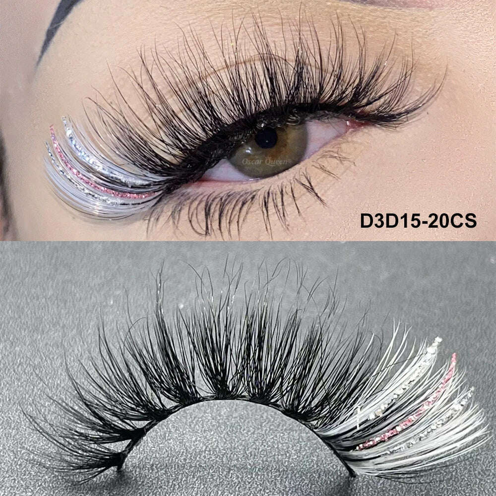 KIMLUD, Fluffy Glitter Ombre Colored Lashes 5D Natural Mink Lashes Bulk Wholesale Magnetic Eyelashes Extension Makeup Lash Box Packaging, KIMLUD Womens Clothes